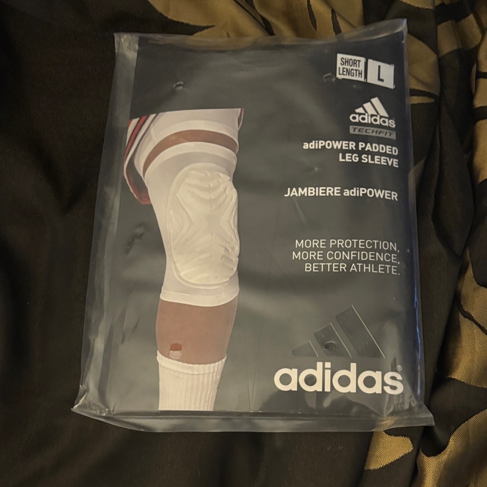 Adidas White adiPower Leg Sleeve wrestling knee protector